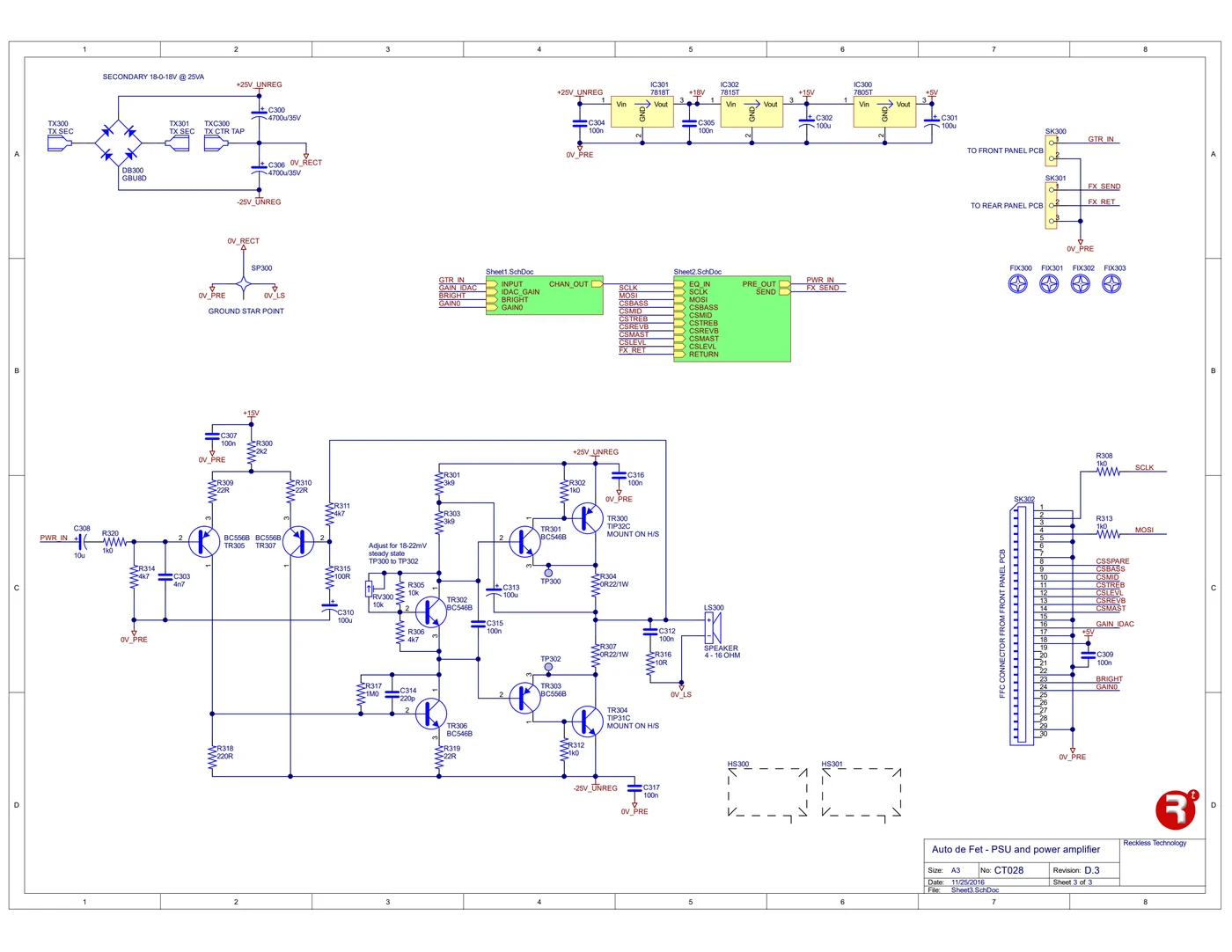 Schematic of the Auto de FET, CT028 revision D.3, page 3.