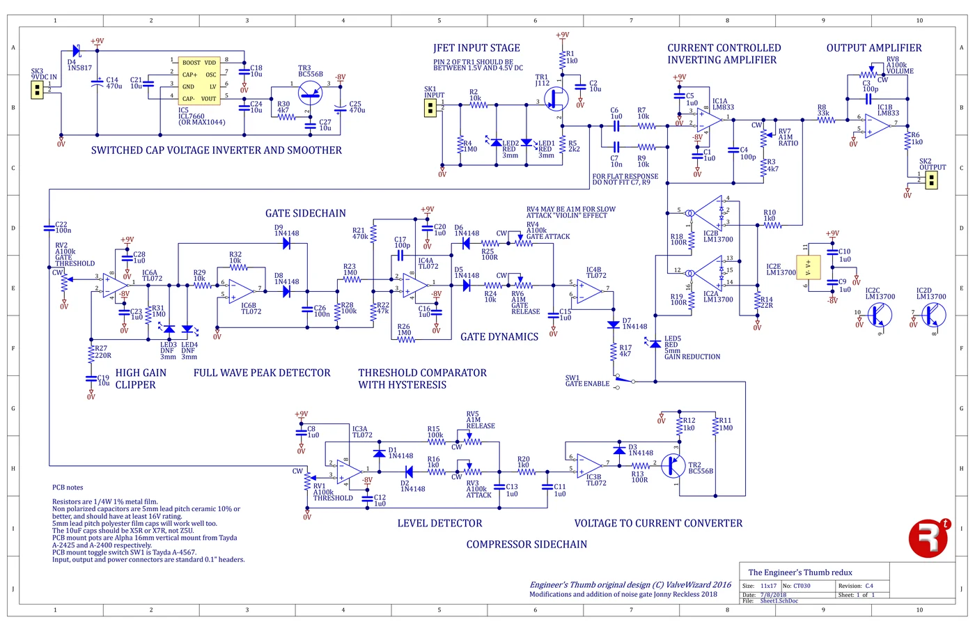 Schematic of the Engineer's Thumb redux, CT030 revision C.4.