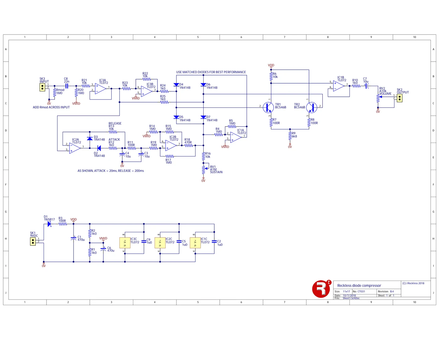 Schematic of the Reckless diode compressor, CT031 revision B.4.