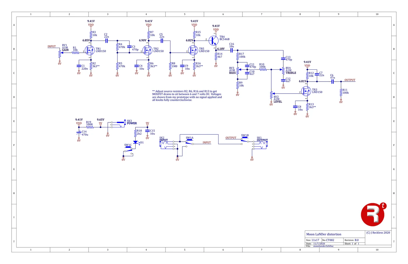 Schematic of the Moon LaNDer, CT082 revision B.0.
