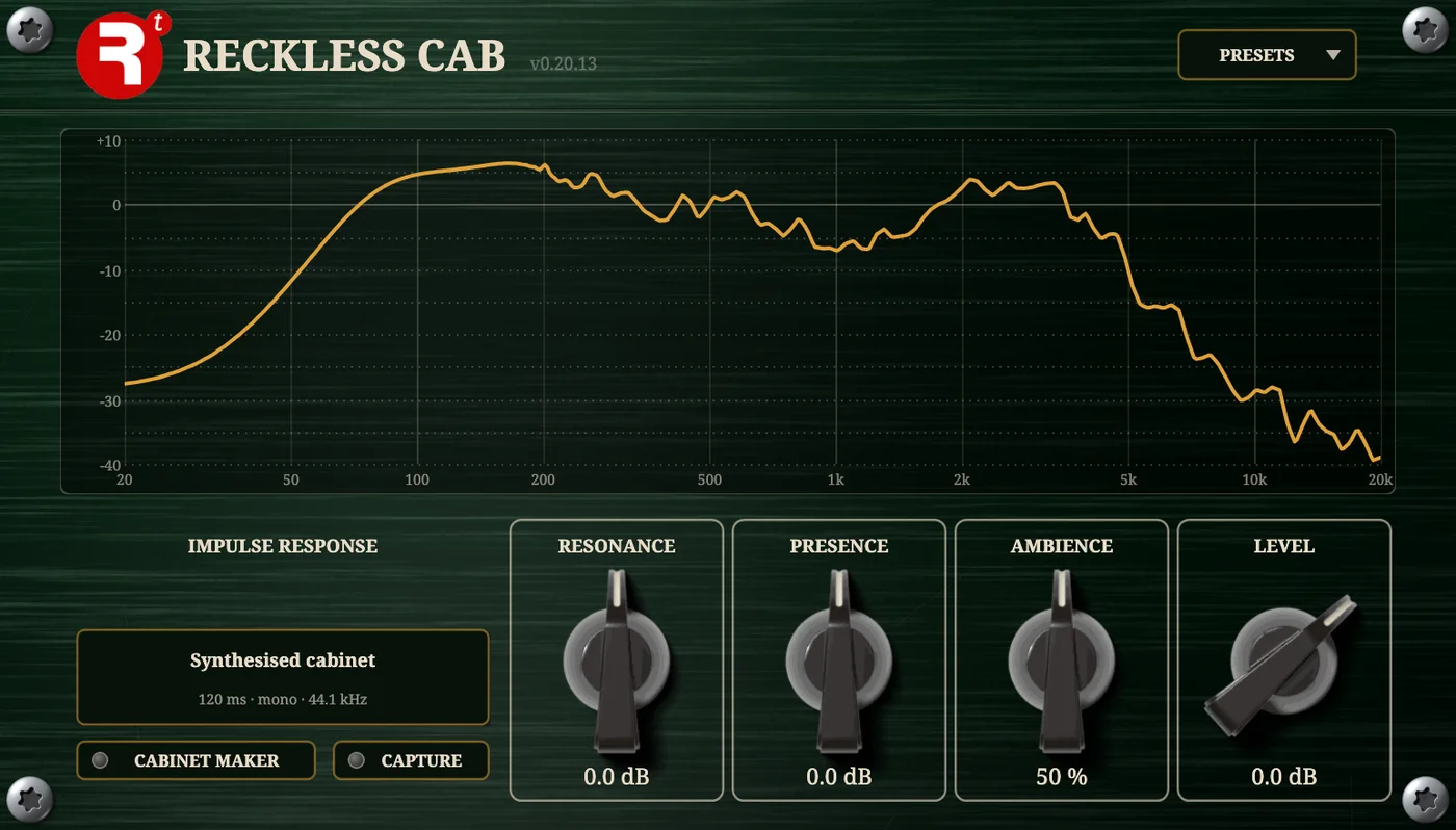 The Reckless Cab plugin panel.
