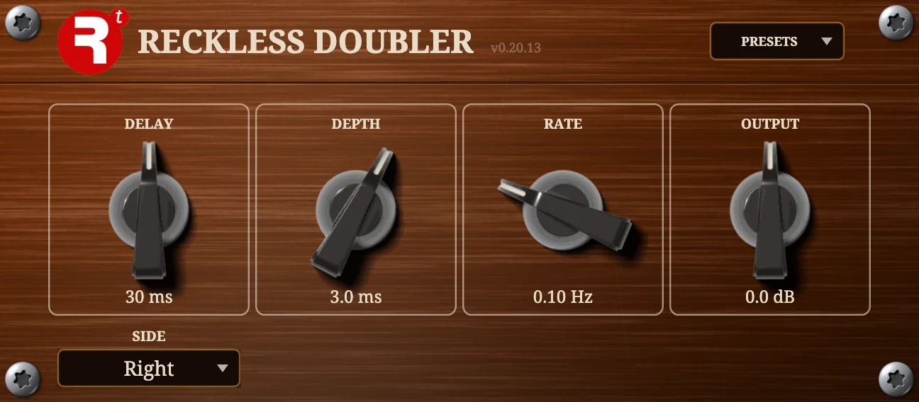 The Reckless Doubler plugin panel.