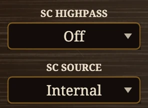 SC highpass and SC source, and LISTEN to hear the sidechain.