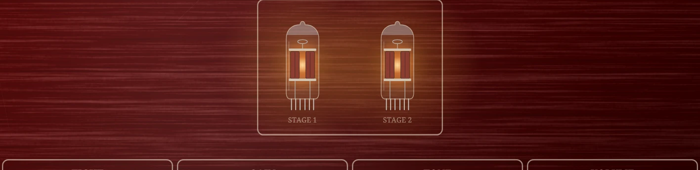 The two tubes, each glowing with how hard its stage works.