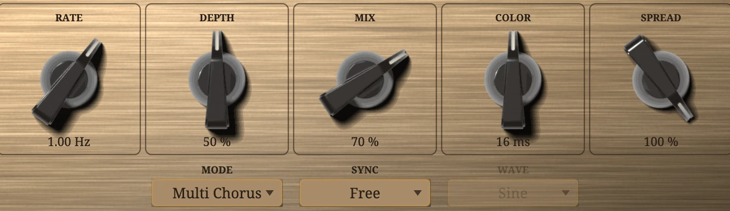 Multi Chorus: Mix in Feedback's place, and Wave dimmed.