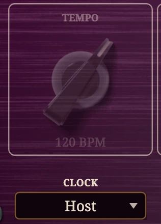 The Clock plate under the Tempo knob it hands over to at Free.