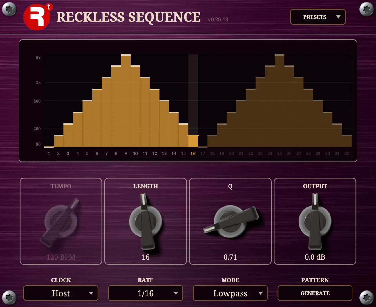 The Reckless Sequence plugin panel.